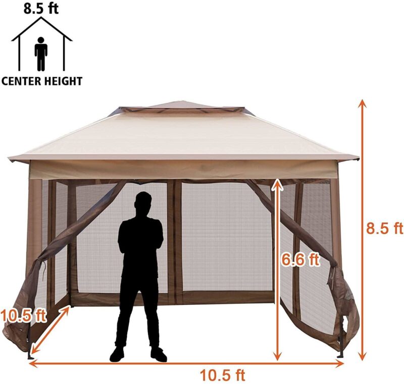 10.5' Pop Up Canopy with Mesh Sidewalls