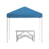 8'x8' Blue Pop Up Event Canopy Tent with Carry Bag and Folding Bench Set - Portable Tailgate, Camping, Event Set