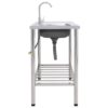 Camping Sink Single Basin with Tap Stainless Steel - Image 3