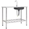 Camping Sink Single Basin with Tap Stainless Steel - Image 4
