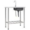 Camping Sink Single Basin with Tap Stainless Steel - Image 4