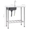 Camping Sink Single Basin with Tap Stainless Steel - Image 8