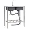 Camping Sink Double Basins with Tap Stainless Steel