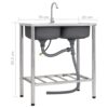 Camping Sink Double Basins with Tap Stainless Steel - Image 8