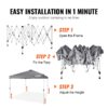 Pop Up Canopy Tent, 10 x 10 ft, 250 D PU Silver Coated Tarp, with Portable Roller Bag and 4 Sandbags, Waterproof and Sun Shelter Gazebo for Outdoor Party, Camping, Commercial Events, Dark Gray - Image 4