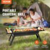 23 inch Portable Charcoal Grill, Flat Top Propane Gas Grills, Compact Foldable Grill, Heavy Duty Steel BBQ Grill, Mini Smoker for Travel, Outdoor Cooking, Barbecue Camping, Picnic, Patio Black