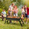 23 inch Portable Charcoal Grill, Flat Top Propane Gas Grills, Compact Foldable Grill, Heavy Duty Steel BBQ Grill, Mini Smoker for Travel, Outdoor Cooking, Barbecue Camping, Picnic, Patio Black - Image 8