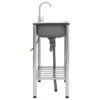 Camping Sink Double Basins with Tap Stainless Steel - Image 3