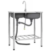  Camping Sink Double Basins with Tap Stainless Steel - Image 4