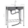  Camping Sink Double Basins with Tap Stainless Steel - Image 8