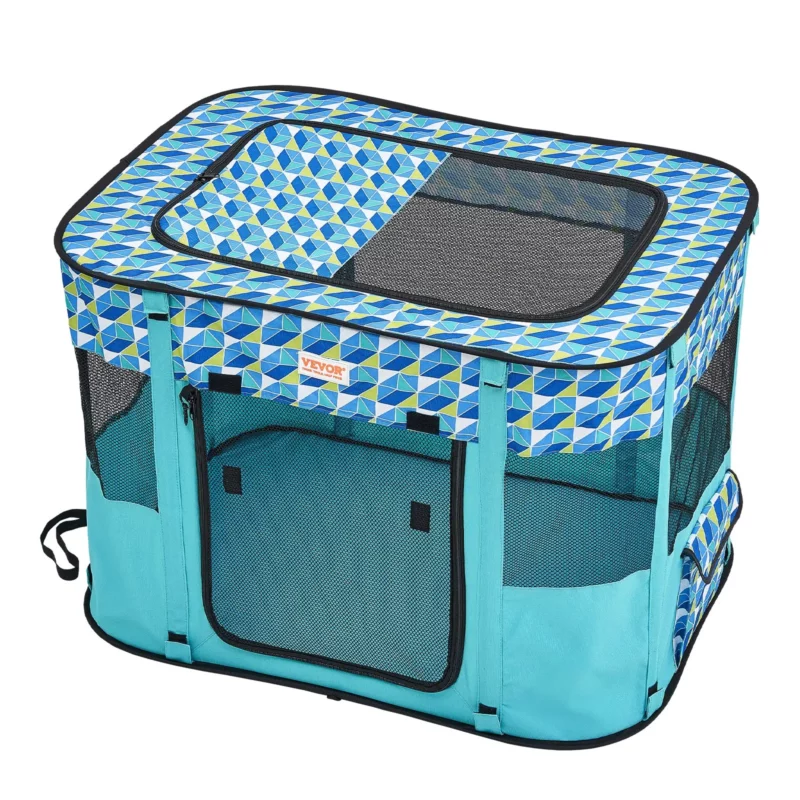 VEVOR Foldable Pet Playpen, 32'' x 24'' x 22'' Portable Dog Playpen, Crate Kennel for Puppy, Dog, Cat, Waterproof 600D Oxford Cloth, Removable Zipper, for Indoor Outdoor Travel Camping (Rectangle, S) - Image 8