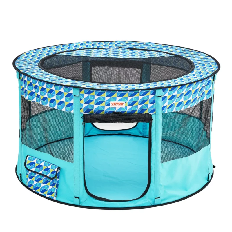 VEVOR Foldable Pet Playpen, 44'' x 44'' x 24'' Portable Dog Playpen, Crate Kennel for Puppy, Dog, Cat, Waterproof 600D Oxford Cloth, Removable Zipper, for Indoor Outdoor Travel Camping (Round, L) - Image 10