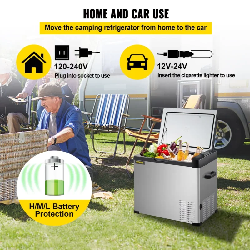 VEVOR 12 Volt Refrigerator, Portable Refrigerator (-4~68) With APP Control Car Compressor Fridge Cooler 12V/24V DC and 110-220V AC For Camping, Road Trip, Boat, Skincare, Outdoor and Home (32 Quart) - Image 5
