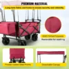 Extra Large Collapsible Garden Cart with Removable Canopy, Folding Wagon Utility Carts with Wheels and Rear Storage, Wagon Cart for Garden, Camping, Grocery Cart, Shopping Cart, Red - Image 3