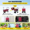 Extra Large Collapsible Garden Cart with Removable Canopy, Folding Wagon Utility Carts with Wheels and Rear Storage, Wagon Cart for Garden, Camping, Grocery Cart, Shopping Cart, Red - Image 4