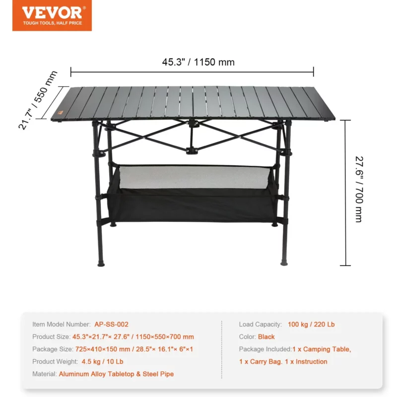 Folding Camping Table, Outdoor Portable Side Tables, Lightweight Fold Up Table, Aluminum & Steel Ultra Compact Work Table with Large Storage and Carry Bag, For Beach, Picnic, Travel, 24x16 inch - Image 6