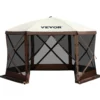Camping Gazebo Screen Tent, 12*12ft, 6 Sided Pop-up Canopy Shelter Tent with Mesh Windows, Portable Carry Bag, Stakes, Large Shade Tents for Outdoor Camping, Lawn and Backyard, Brown/Beige - Image 9