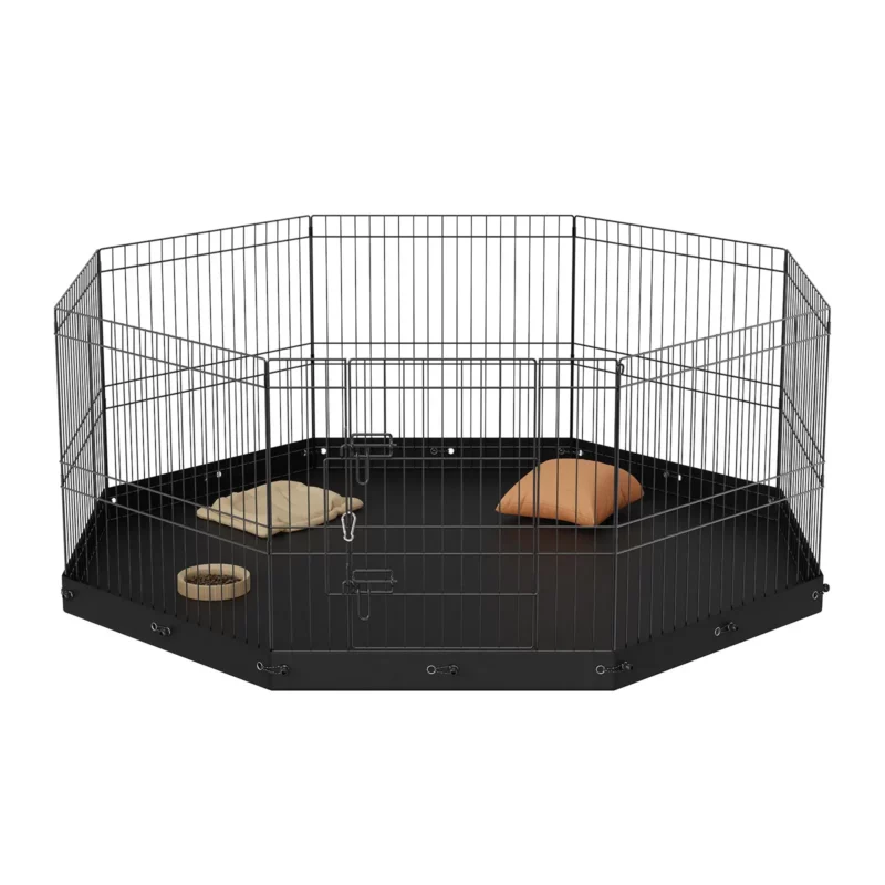 VEVOR Dog Playpen, 8 Panels Foldable Metal Dog Exercise Pen with Bottom Pad, 24" H Pet Fence Puppy Crate Kennel with Ground Stakes, Indoor Outdoor Dog Pen for Small Medium Pets, for Camping, Yard - Image 8