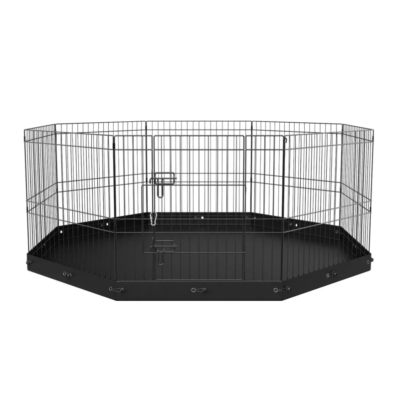 VEVOR Dog Playpen, 8 Panels Foldable Metal Dog Exercise Pen with Bottom Pad, 24" H Pet Fence Puppy Crate Kennel with Ground Stakes, Indoor Outdoor Dog Pen for Small Medium Pets, for Camping, Yard - Image 10