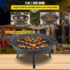 Fire Pit Bowl, 34-Inch Diameter Round Carbon Steel Fire Bowl, Wood Burning for Outdoor Patios, Backyards & Camping Uses, with A Drain Hole, Portable Handles and A Firewood Stick, Black - Image 2
