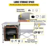 Camping Kitchen Table Picnic Cabinet Folding Cooking Storage Rack Portable Brown - Image 2