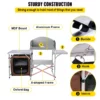 Camping Kitchen Table Picnic Cabinet Folding Cooking Storage Rack Portable Brown - Image 4