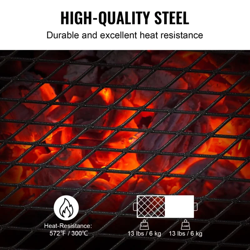 Folding Campfire Grill, Heavy Duty Steel Mesh Grate, 22.4" Portable Camping Grates Over Fire Pit, Camp Fire Cooking Equipment with Legs Carrying Bag, Grilling Rack for Outdoor Open Flame Cooking - Image 2