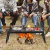 Folding Campfire Grill, Heavy Duty Steel Mesh Grate, 22.4" Portable Camping Grates Over Fire Pit, Camp Fire Cooking Equipment with Legs Carrying Bag, Grilling Rack for Outdoor Open Flame Cooking - Image 7