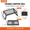 Folding Campfire Grill, Heavy Duty Steel Mesh Grate, 18" Portable Camping Grates Over Fire Pit, Camp Fire Cooking Equipment with Legs Carrying Bag, Grilling Rack for Outdoor Open Flame Cooking