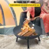 Fire Pit Bowl, 34-Inch Diameter Round Carbon Steel Fire Bowl, Wood Burning for Outdoor Patios, Backyards & Camping Uses, with A Drain Hole, Portable Handles and A Firewood Stick, Black - Image 11