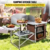 Camping Kitchen Table Picnic Cabinet Folding Cooking Storage Rack Portable Brown - Image 11