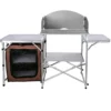 Camping Kitchen Table Picnic Cabinet Folding Cooking Storage Rack Portable Brown - Image 20