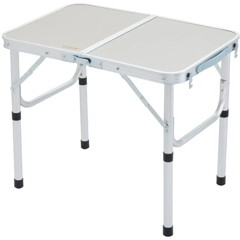 VEVOR Folding Camping Table, Adjustable Height Outdoor Portable Side Tables, Lightweight Fold Up Table, Aluminum & MDF Ultra Compact Work Table, For Cooking, Beach, Picnic, Travel, 24x16 inch, Silver - Image 8
