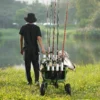 Beach Fishing Cart, 300 lbs Load Capacity, Foldable Fish and Marine Cart with Four 11" Big Wheels Rubber Balloon Tires for Sand, Heavy-Duty Steel Pier Wagon Trolley with 8 Rod Holders for Picnic - Image 7