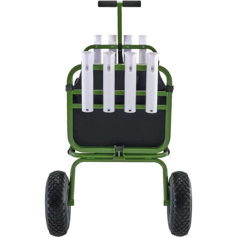 VEVOR Beach Fishing Cart, 300 lbs Load Capacity, Foldable Fish and Marine Cart with Four 11" Big Wheels Rubber Balloon Tires for Sand, Heavy-Duty Steel Pier Wagon Trolley with 8 Rod Holders for Picnic - Image 8