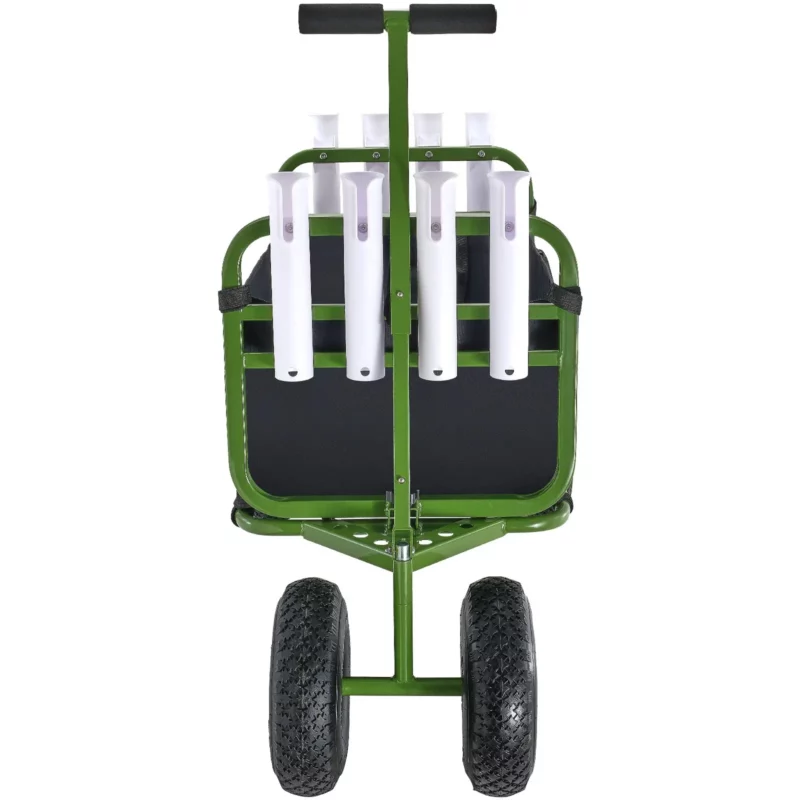 VEVOR Beach Fishing Cart, 300 lbs Load Capacity, Foldable Fish and Marine Cart with Four 11" Big Wheels Rubber Balloon Tires for Sand, Heavy-Duty Steel Pier Wagon Trolley with 8 Rod Holders for Picnic - Image 10