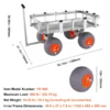 Beach Fishing Cart, 500 lbs Load Capacity, Fish and Marine Cart with Four 13" Big Wheels PU Balloon Tires for Sand, Heavy-Duty Aluminum Pier Wagon Trolley with 6 Rod Holders for Fishing, Picnic - Image 6