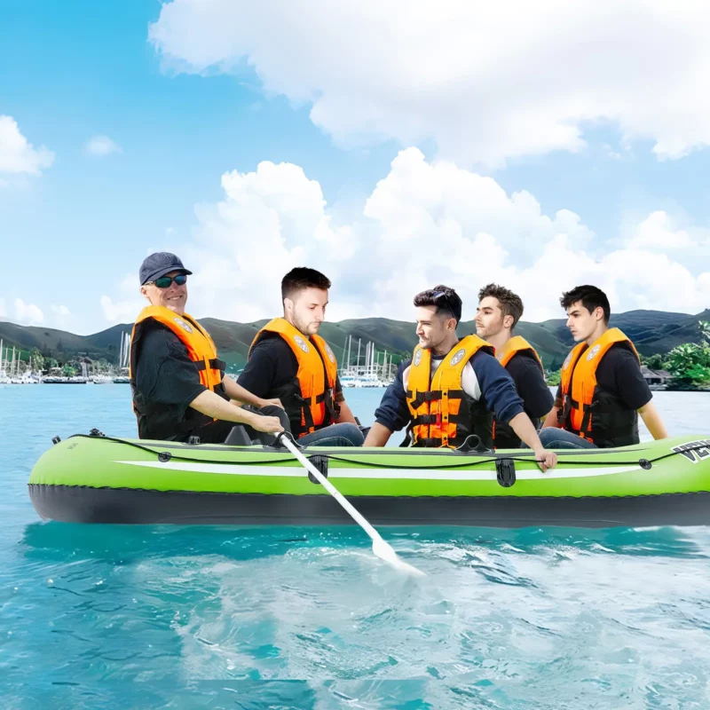 VEVOR Inflatable Boat, 5-Person Inflatable Fishing Boat, Strong PVC Portable Boat Raft Kayak, 45.6" Aluminum Oars, High-Output Pump, Fishing Rod Holders, and 2 Seats, 1100 lb Capacity for Adults, Kids - Image 17