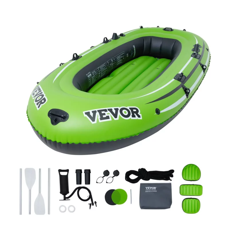 VEVOR Inflatable Boat, 5-Person Inflatable Fishing Boat, Strong PVC Portable Boat Raft Kayak, 45.6" Aluminum Oars, High-Output Pump, Fishing Rod Holders, and 2 Seats, 1100 lb Capacity for Adults, Kids - Image 18