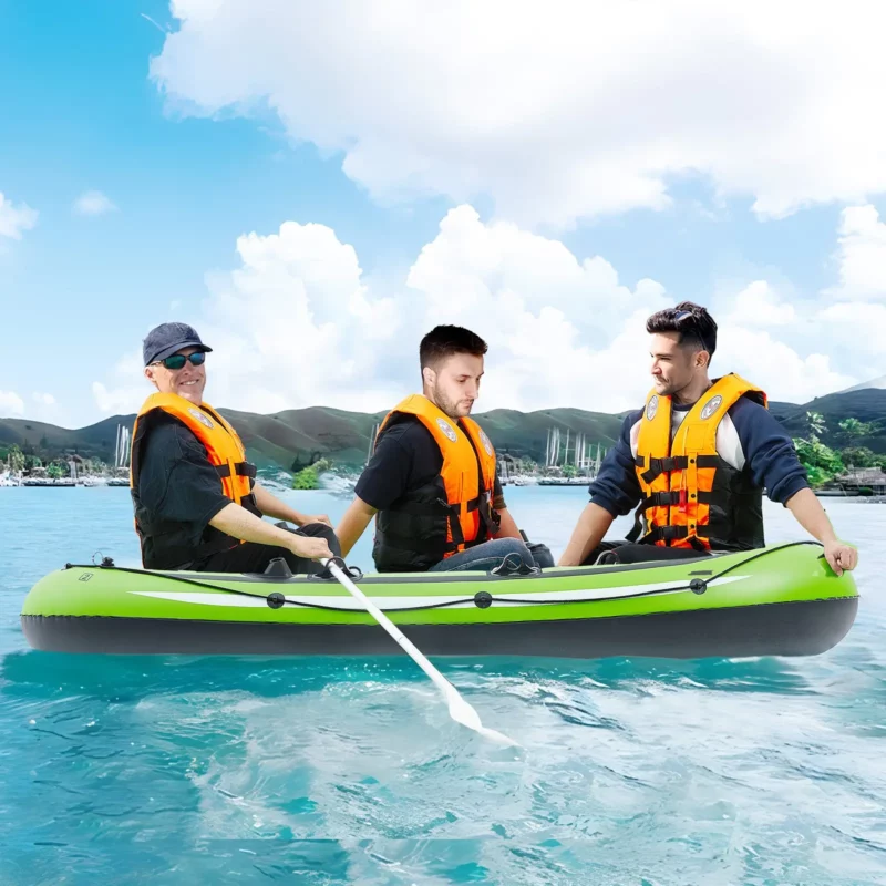 VEVOR Inflatable Boat, 3-Person Inflatable Fishing Boat, Strong PVC Portable Boat Raft Kayak, 45.6" Aluminum Oars, High-Output Pump, Fishing Rod Holders, and 2 Seats, 750 lb Capacity for Adults, Kids - Image 7