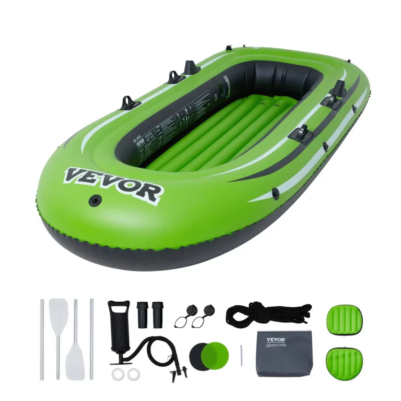 VEVOR Inflatable Boat, 3-Person Inflatable Fishing Boat, Strong PVC Portable Boat Raft Kayak, 45.6" Aluminum Oars, High-Output Pump, Fishing Rod Holders, and 2 Seats, 750 lb Capacity for Adults, Kids - Image 8