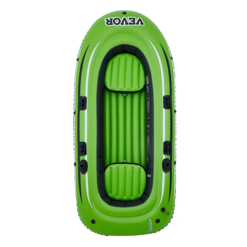 VEVOR Inflatable Boat, 3-Person Inflatable Fishing Boat, Strong PVC Portable Boat Raft Kayak, 45.6" Aluminum Oars, High-Output Pump, Fishing Rod Holders, and 2 Seats, 750 lb Capacity for Adults, Kids - Image 10