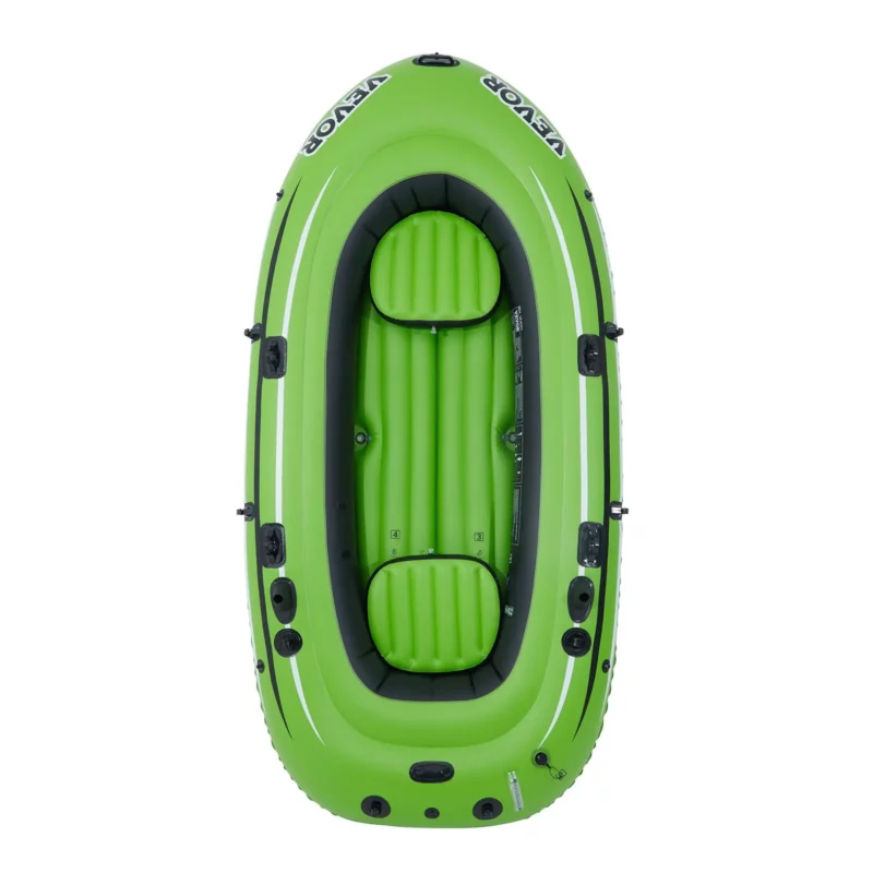 VEVOR Inflatable Boat, 4-Person Inflatable Fishing Boat, Strong PVC Portable Boat Raft Kayak, 45.6" Aluminum Oars, High-Output Pump, Fishing Rod Holders, and 2 Seats, 1100 lb Capacity for Adults, Kids - Image 10
