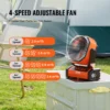 Portable Fan Rechargeable 9 inch, Battery Powered Fan with LED Lantern, 4 Speeds Adjustable & 45/90Automatic Swivel & Timer , USB Battery Operated Fans for Travel Bedroom Home Camping Office - Image 2