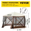 Camping Gazebo Screen Tent, 12*12ft, 6 Sided Pop-up Canopy Shelter Tent with Mesh Windows, Portable Carry Bag, Stakes, Large Shade Tents for Outdoor Camping, Lawn and Backyard, Brown/Beige - Image 16