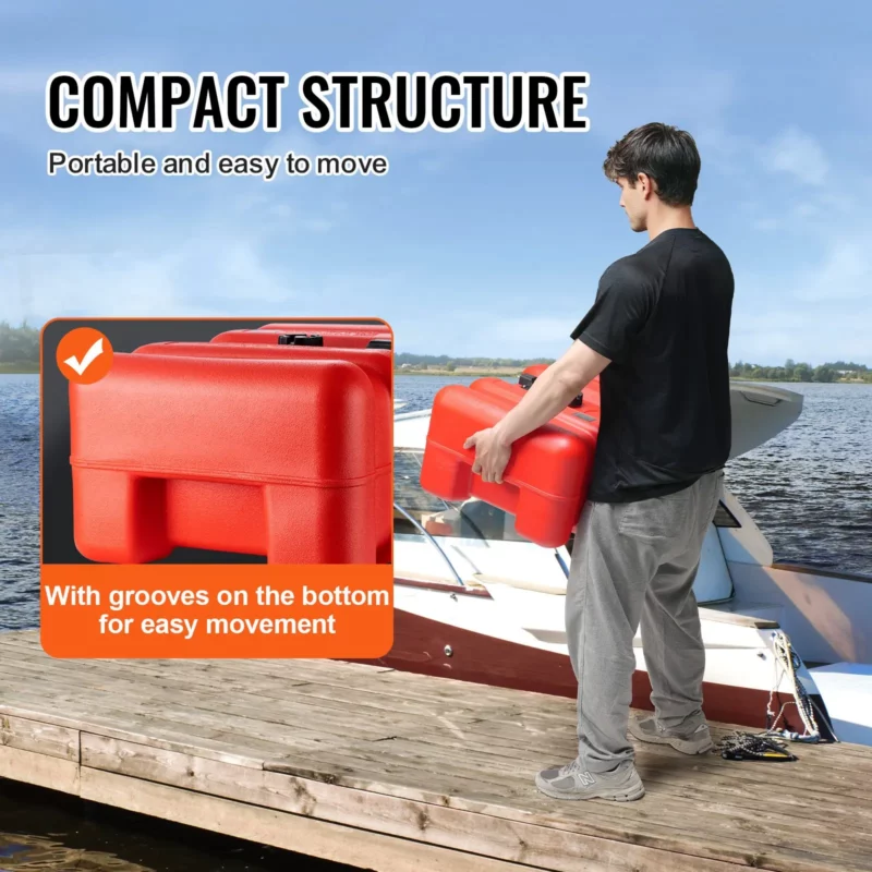 VEVOR Marine Fuel Tank, 14.53 Gallon/55L, Portable Boat Fuel Gas Tank for Outboard Engine Boats, Plastic Outboard Marine Boat Fuel Tank with Hose, Easy to Carry for Yacht, Fishing Boat, Deck Boat, Red - Image 5