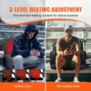 Double Heated Stadium Seat with Back Support, 3 Level Heating Wide Bleacher Seat, Folding Portable Padded Reclining Chair with Hook Pocket Cupholder, Ideal for Sport Event Beach Camping Concert - Image 2