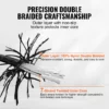 Braided Nylon Rope, 3/16 in x 1000 ft, 32 Strands, 720 LBS Breaking Strength Outdoor Climbing Rope, Arborist Tree Climbing Rigging Rope for Rock Hiking Camping Swing Rappelling Rescue, Black - Image 2