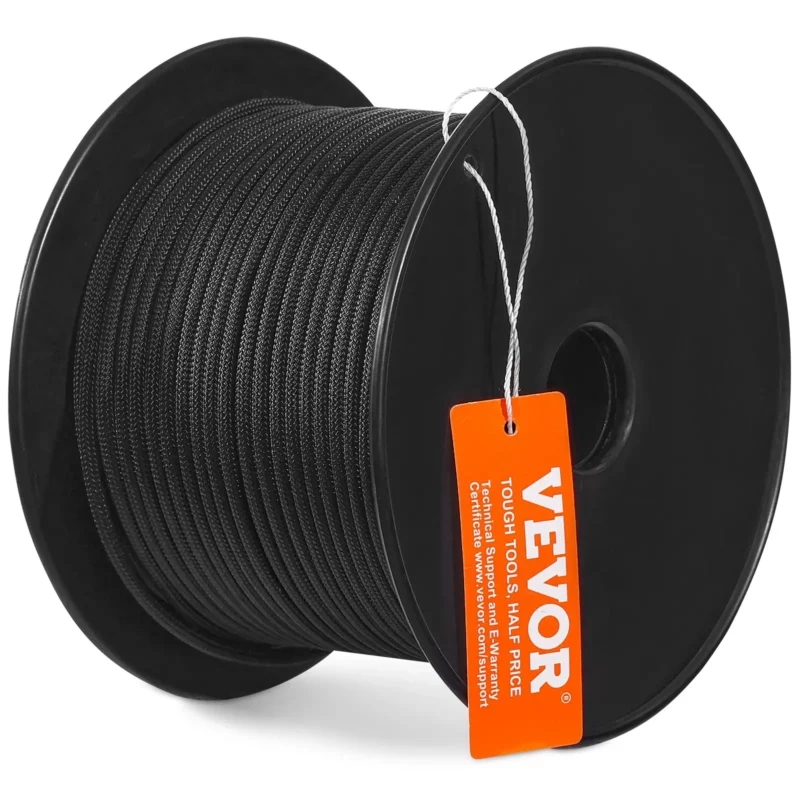 VEVOR Braided Nylon Cord, 3/16 inch by 250 feet, 32-Strand Design, 720 LBS Tensile Strength, Multi-Purpose Black Rope for Outdoor, Tree Work, Hiking, Swinging, and Rescue Operations - Image 9
