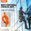 Double Braided Polyester Rope, 1/2 in x 120 ft, 48 Strands, 8000 LBS Breaking Strength Outdoor Climbing Rope, Arborist Rigging Rope for Rock Hiking Camping Swing Rappelling Rescue, Orange/Black